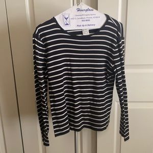 talbots black and white long sleeve shirt